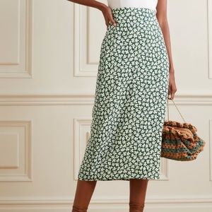 Reformation phoebe floral-print crepe midi skirt